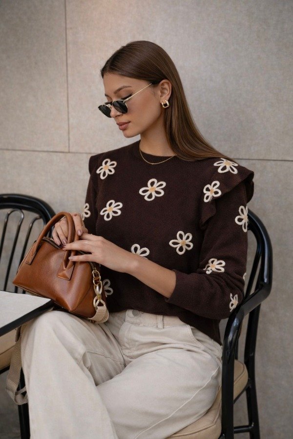 Producto - REMERA MANGA LARGA VOLADOS "LANILLA BORDADA" (Art.618)