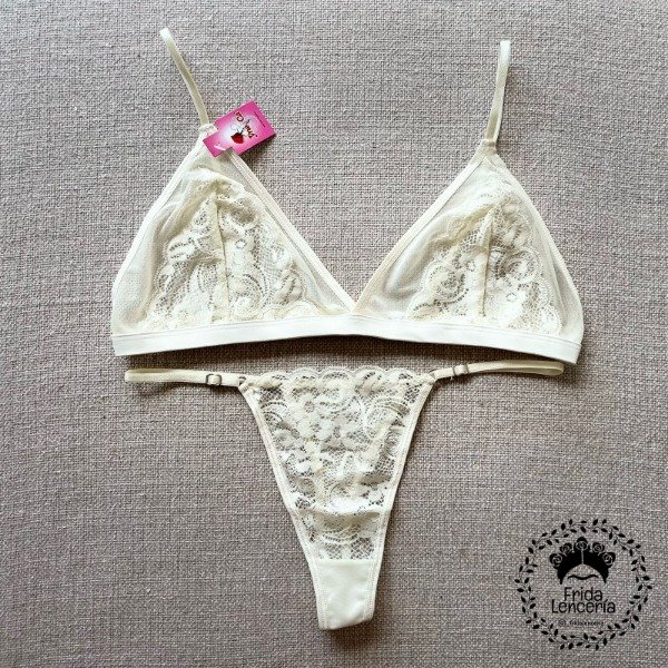 Producto - Yneca Conjunto encaje Hueso