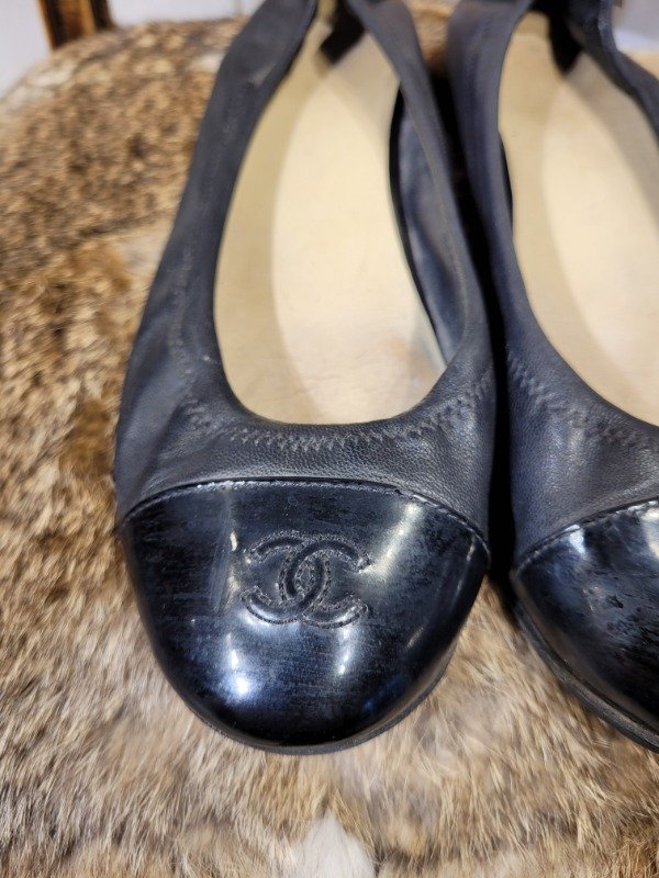 Producto - Ballerinas CHANEL negras charol y cuero- Talle 38.5 - PRECIO: 90X - 2
