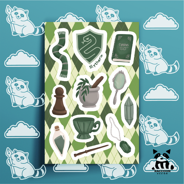 Producto - Plancha de Stickers Slytherin - Harry Potter