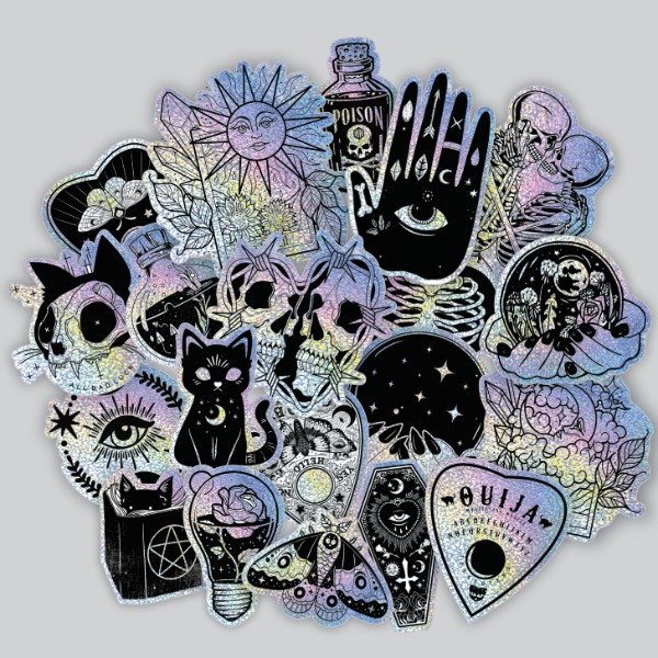 Producto - Pack 20 Stickers HOLO GLITTER Vinilo Uv Premium - Esoterica