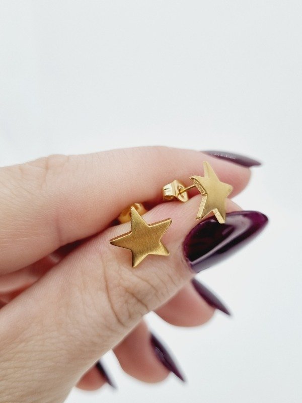 Producto - Aros acero dorado pasante forma plana lisa