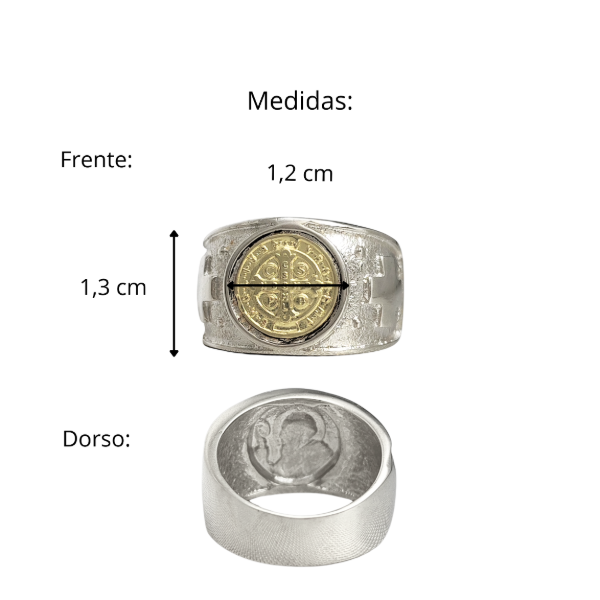 Producto - Anillo San Benito Plata y Oro Ancho - 7