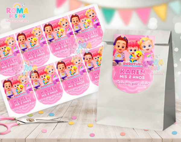 Producto - Etiquetas bolsita Bebefinn rosa