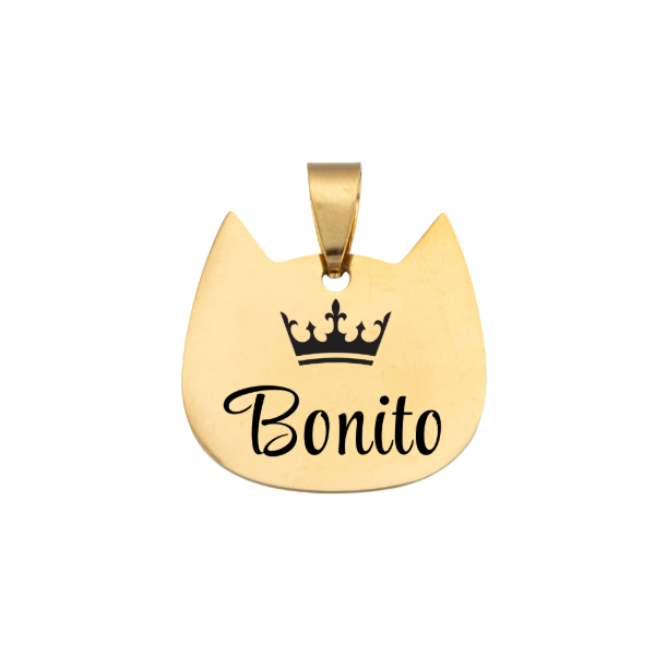 Producto - Chapita Personalizable Gato Dorado - Corona Rey - 0