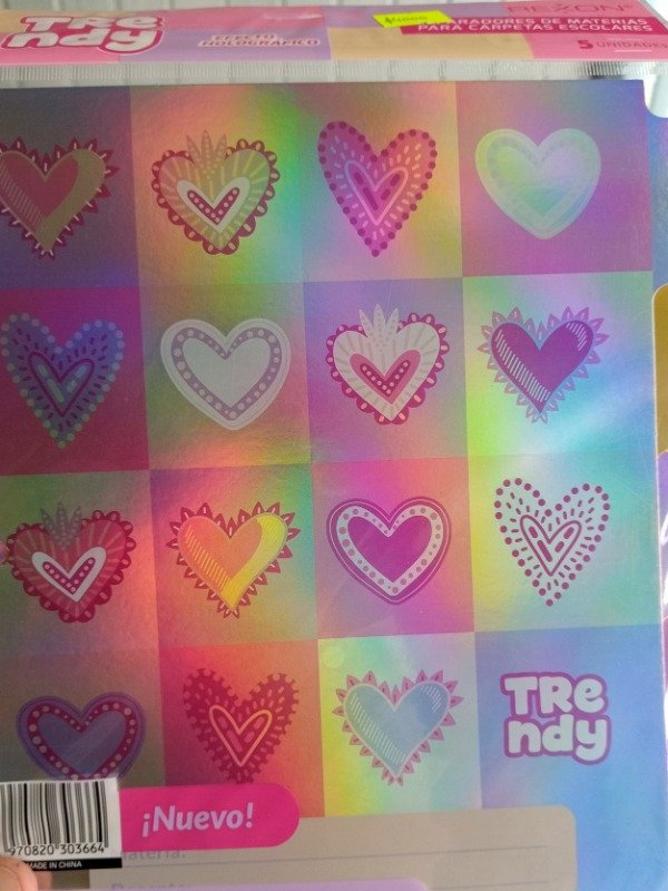 Producto - Separadores Carátulas Corazones Efecto Holográfico x 5 con pestañas