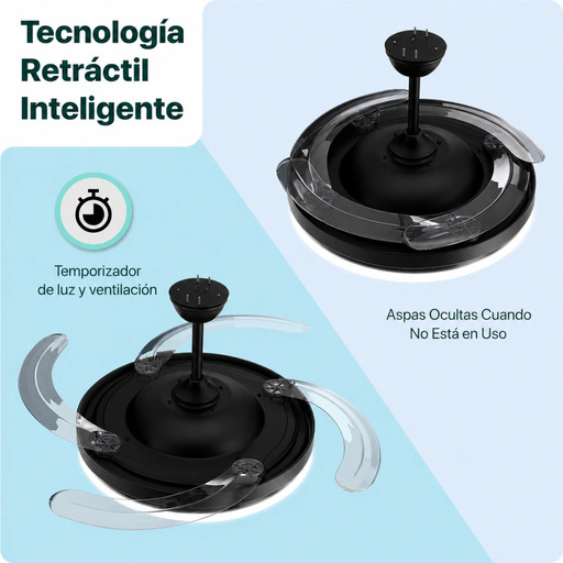 Producto - Ventilador de Techo -4 aspas retractiles -modo frio/calor -luz led -control remo - 7