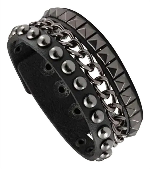 Producto - Pulsera Tachas Muñequera con Cadenas - 3