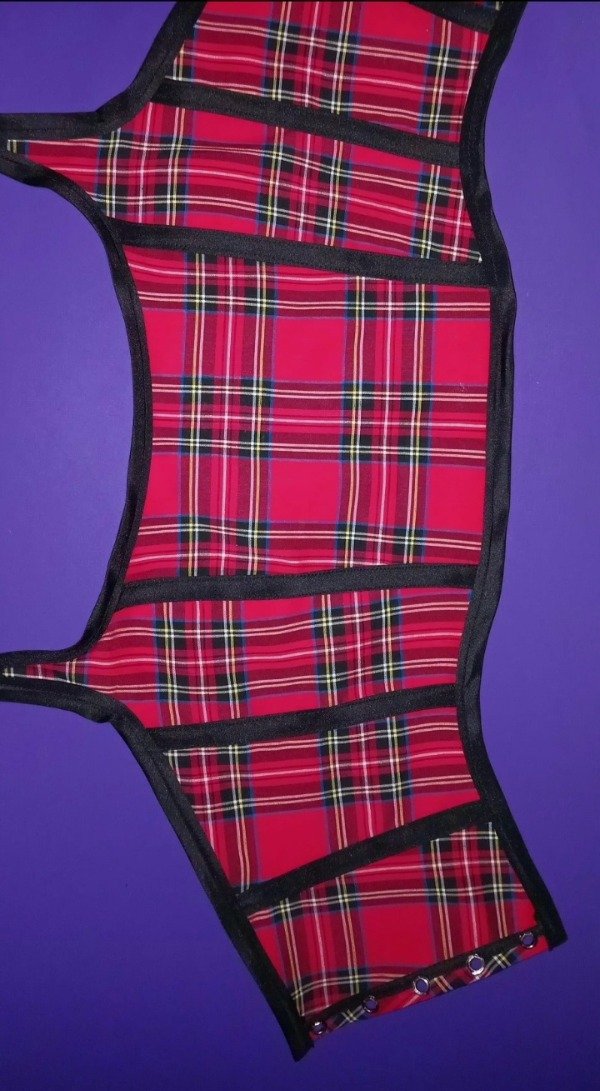 Producto - Orbe dorado CORSET tartan rojo neg - 3