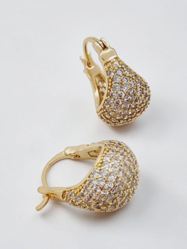 Producto - Aros acero dorado argollita canasta text strass