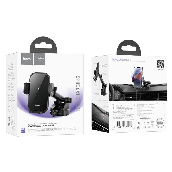Producto - HOCO - Holder Auto HW5 con carga inalambrica Consola - 0