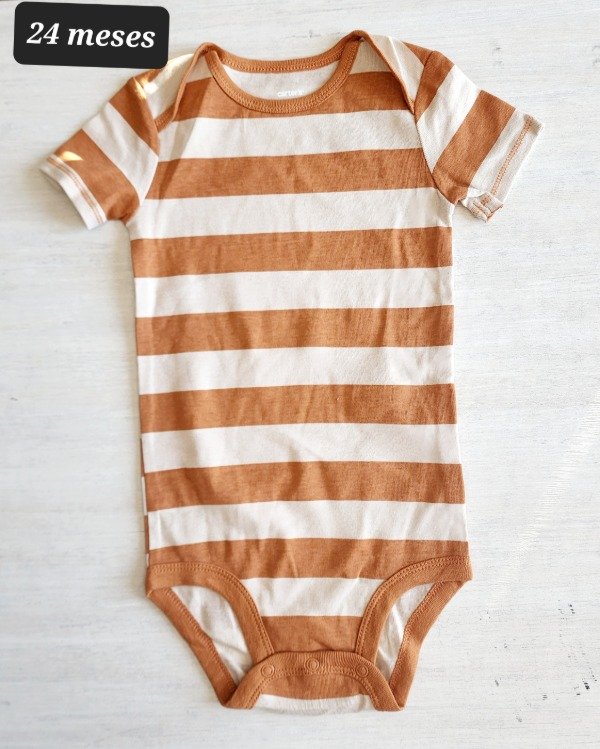 Producto - Body manga corta carters talle 24 meses rayado dulce de leche