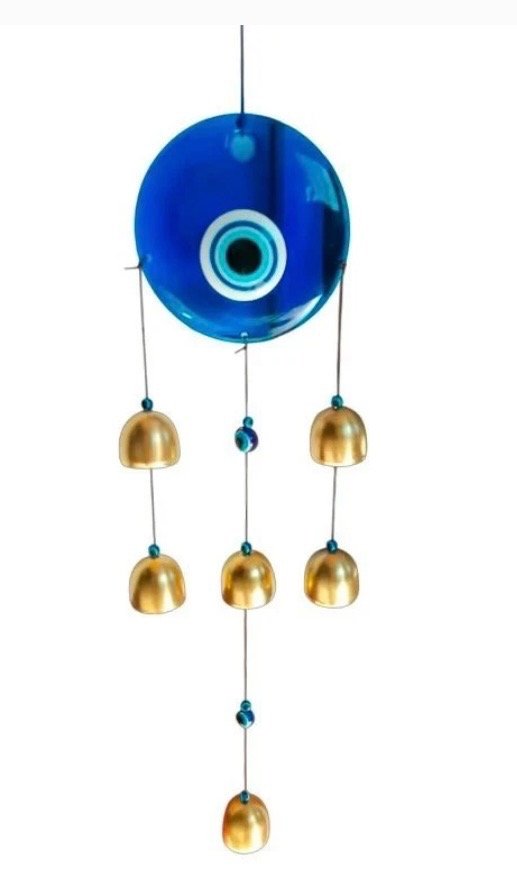 Producto - Llamador ojo turco grande vidrio con campanas