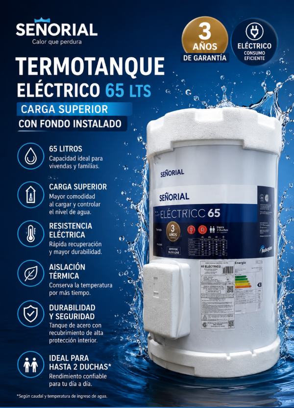 Producto - TERMOTANQUE SEÑORIAL 65LTS CARGA SUPERIOR