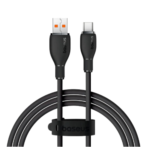 Producto - Cable de Datos Baseus Reforzado100W 6A USB a Tipo-C Negro