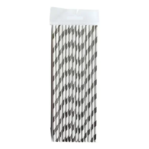 Producto - Sorbetes blancos con espiral plateado pack x 10 unidades - 1