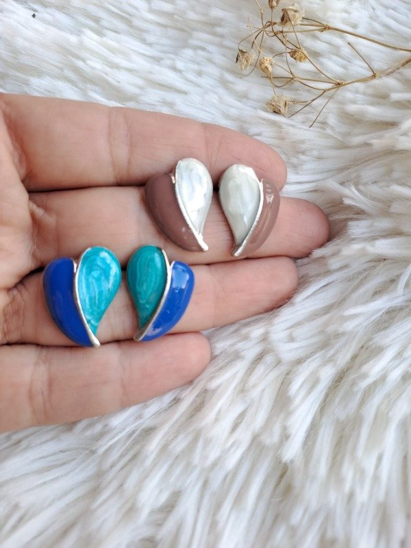 Producto - AQA0189 Aro Corazón Esmaltado bicolor B (dos pares)