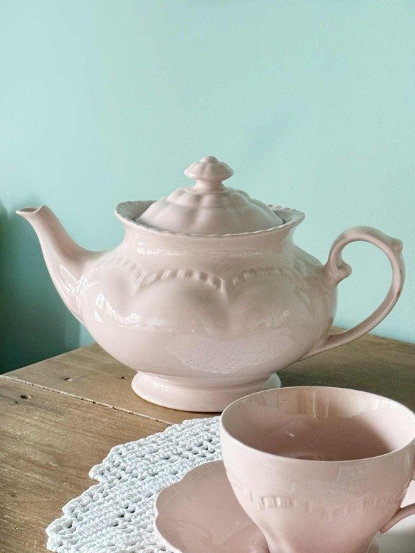 Producto - Tetera de loza inglesa Meakin rosa