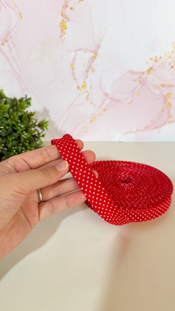 Producto - Cinta bies puntitos rojo - 3mts