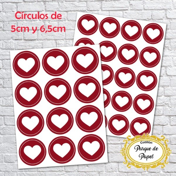 Producto - Círculos Corazón (5cm y 6,5cm)