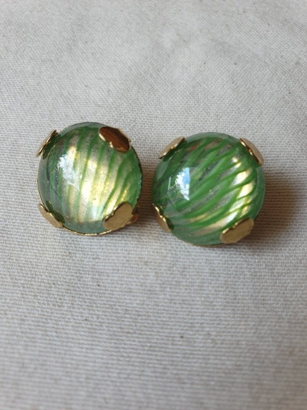 Producto - Aros Clips 50s Art Glass Verde Lima - 1