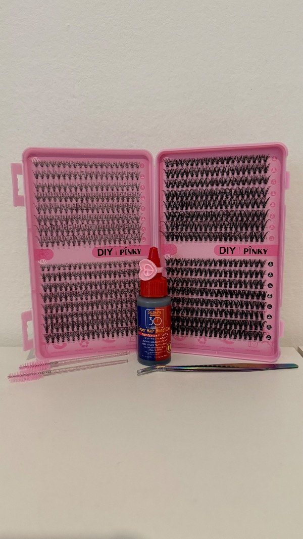 Producto - Libro de pestañas Pinky - 10D al 40D - Pegamento Salón Pro Sec rápido