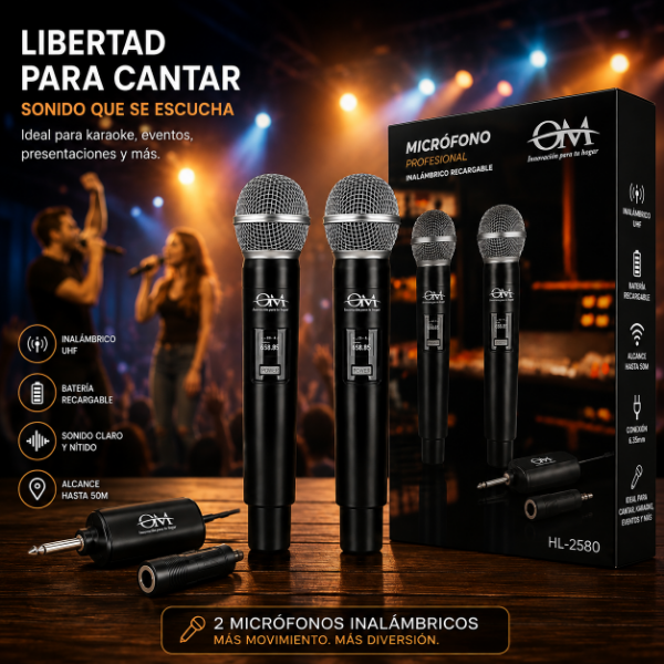 Producto - SET MICROFONO OM INALAMBRICO X2PCS - 1