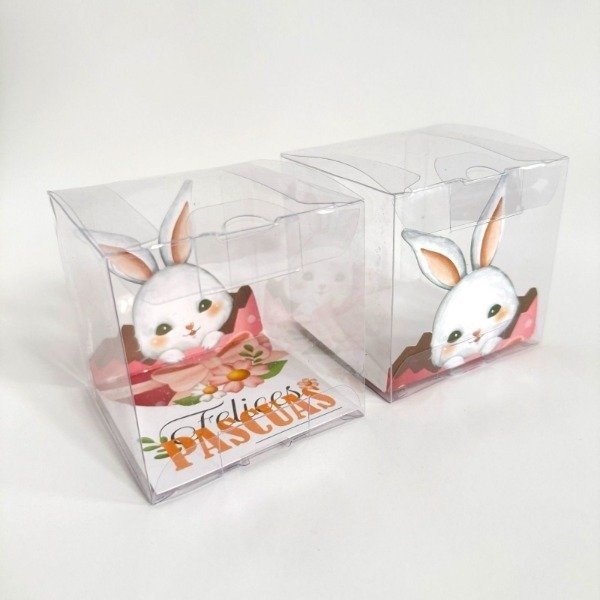 Producto - Cubo pvc conejo rosa 9x9x9cm