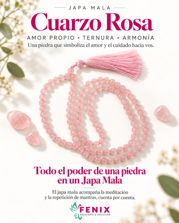 Producto - Japa Mala de Cuarzo Rosa 108 cuentas