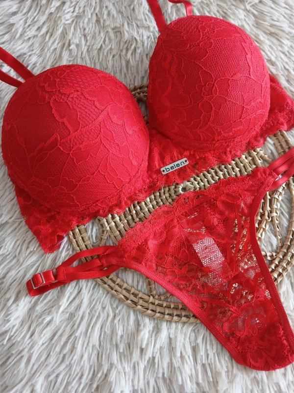 Producto - Conjunto armado encaje rojo T.95