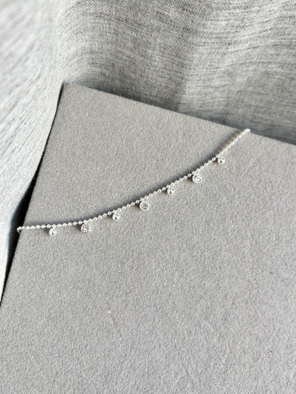 Producto - Pulsera de Acero Blanco Bolitas y Puntos de Luz