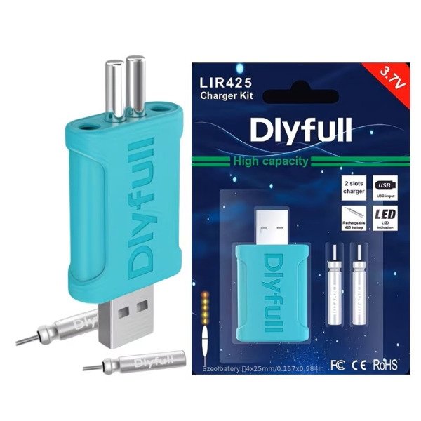 Producto - Cargador USB + 2 Baterias LIR425 para Boyas Led Pesca Nocturna