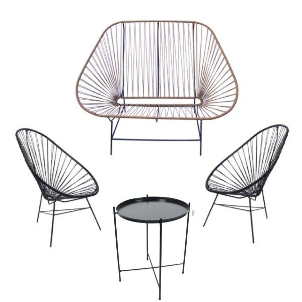 Producto - Juego de muebles de jardín (2 sillas Acapulco + 1 sillón doble + 1 mesa)