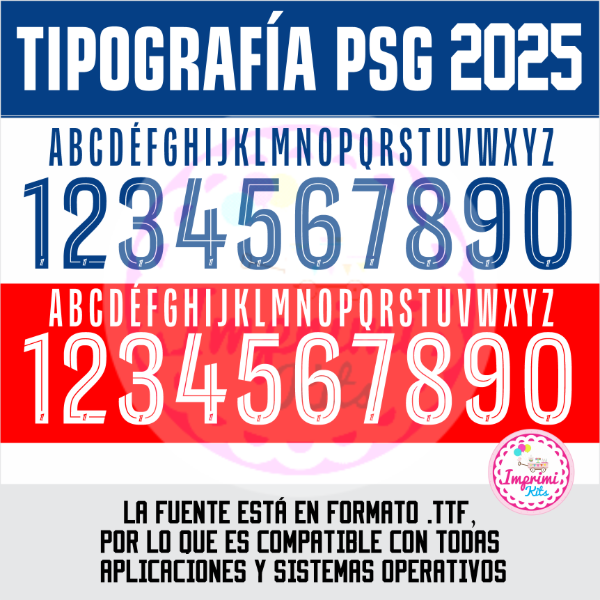 Producto - Tipografia PSG 2025 2026 Camiseta Ttf Otf Letras Numeros Dorsal