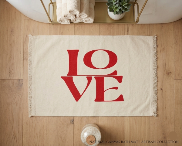 Producto - Alfombra Tejida de Algodón "Rojo Love" 40 x 60 cm