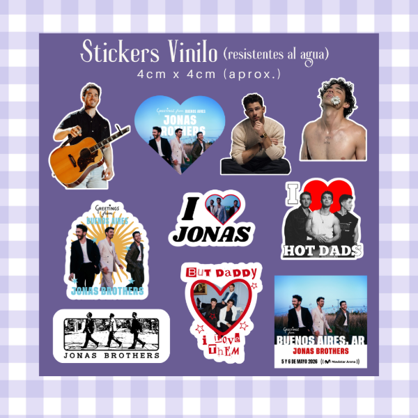 Producto - Pack 10 Stickers Vinilo JONAS BROTHERS #2