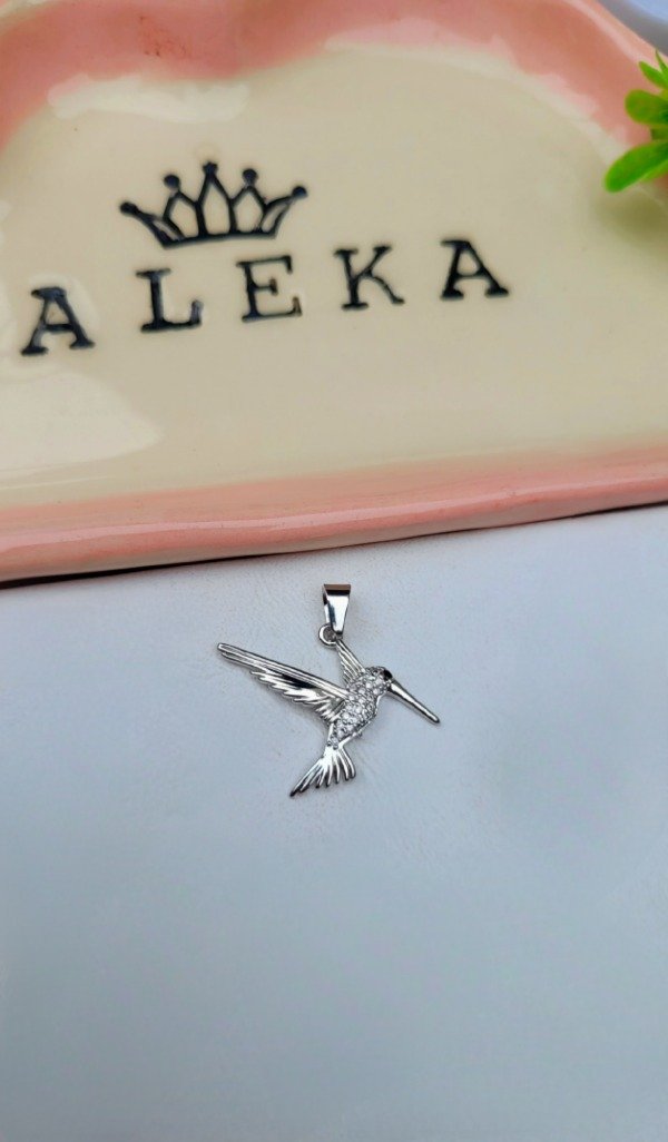 Producto - Dije de colibrí con strass plateado - 1