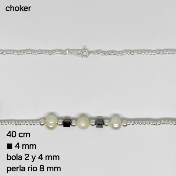 Producto - CHO #PER Chocker Perla 8mm y Cubo 4mm (DOLÁR)