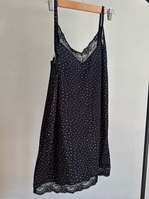 Producto - Camisón Juana negro pintitas con puntilla - 2