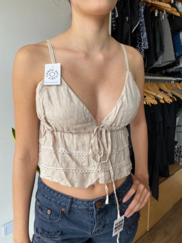 Producto - Top beige bordado Modamalfi talle S/M