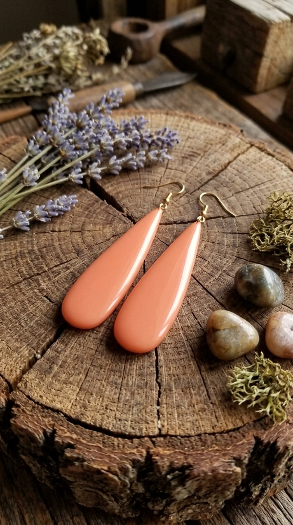 Producto - Aros Esmaltados Gota 7 cm Naranja