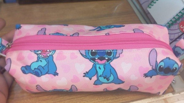 Producto - Cartuchera Stitch Rosa Tela 1 cierre