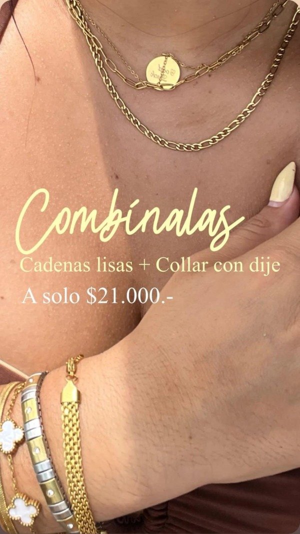 Producto - SET DE CADENAS LISAS + COLLAR CON DIJE