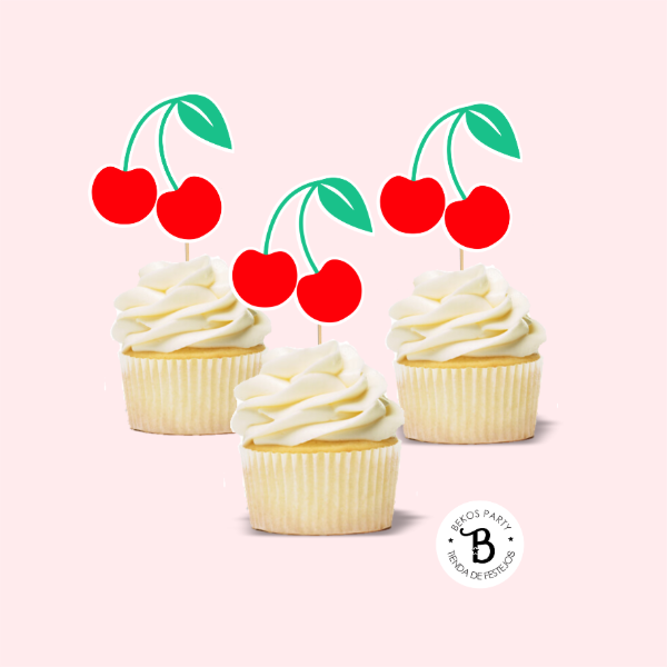 Producto - Topper cupcake Silueta x 6 Cerezas