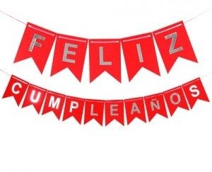 Producto - Banderín Feliz cumpleaños glitter rojo