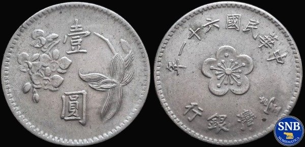 Producto - Taiwán - 1 Dólar (1972) KM #536 - Aislamiento Internacional