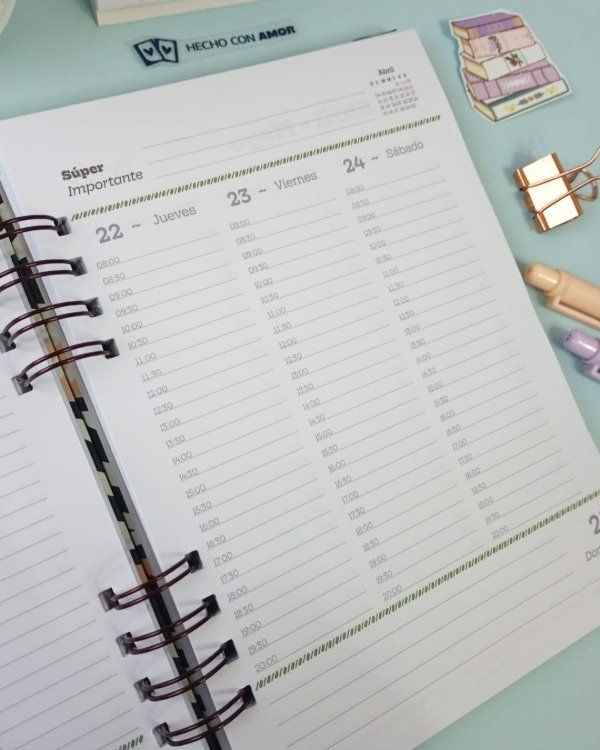 Producto - Agenda semanal vertical con horarios Batick - 11