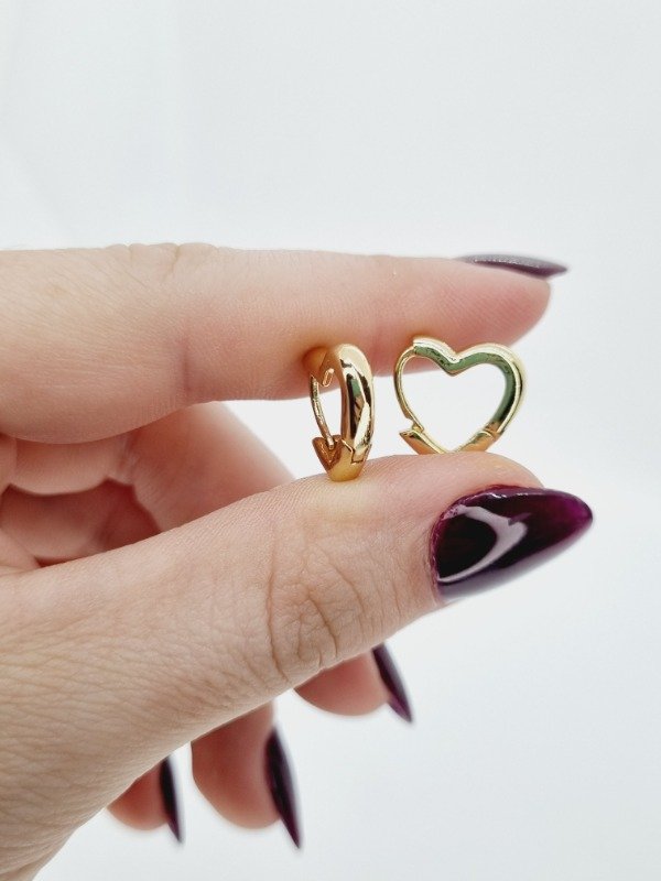 Producto - Aros acero dorado argollita corazon lisa