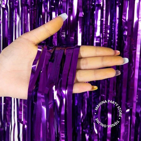 Producto - Cortinas de cumpleaños metalizadas violetas