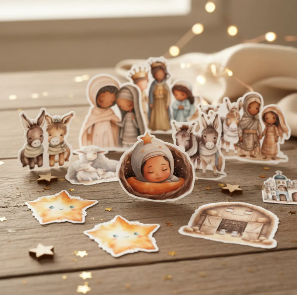 Producto - Kit Imprimibles Feliz Navidad Stickers Pesebre Calcos